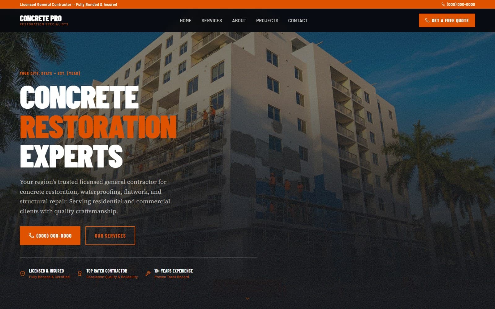 C.R.S. Concrete Restoration — CONSTRUCTION / CONTRACTOR website showcase